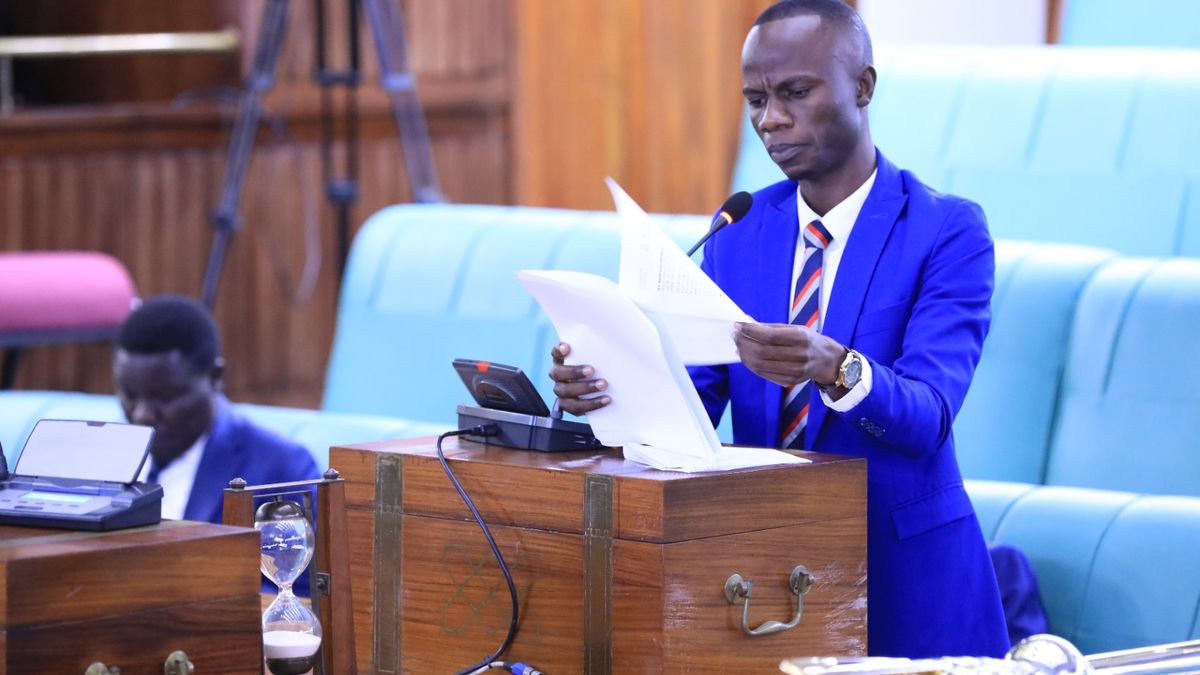 Hon. Karim Masaba speaking during the House sitting on Thursday, 23 April 2026. PHOTO/Courtesy