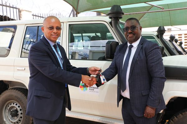 Mr Ezana Kassa, FAO Representative in Uganda(left) and Dr. Andrew G. Seguya, Executive Secretary of GVTC (right). PHOTO/FAO-Uganda